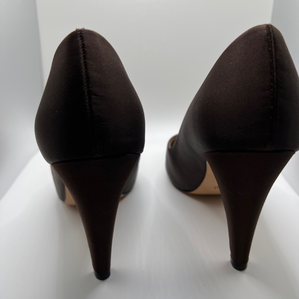 Nib Glint “Kailey” Chocolate Peep Toe Pump - image 4